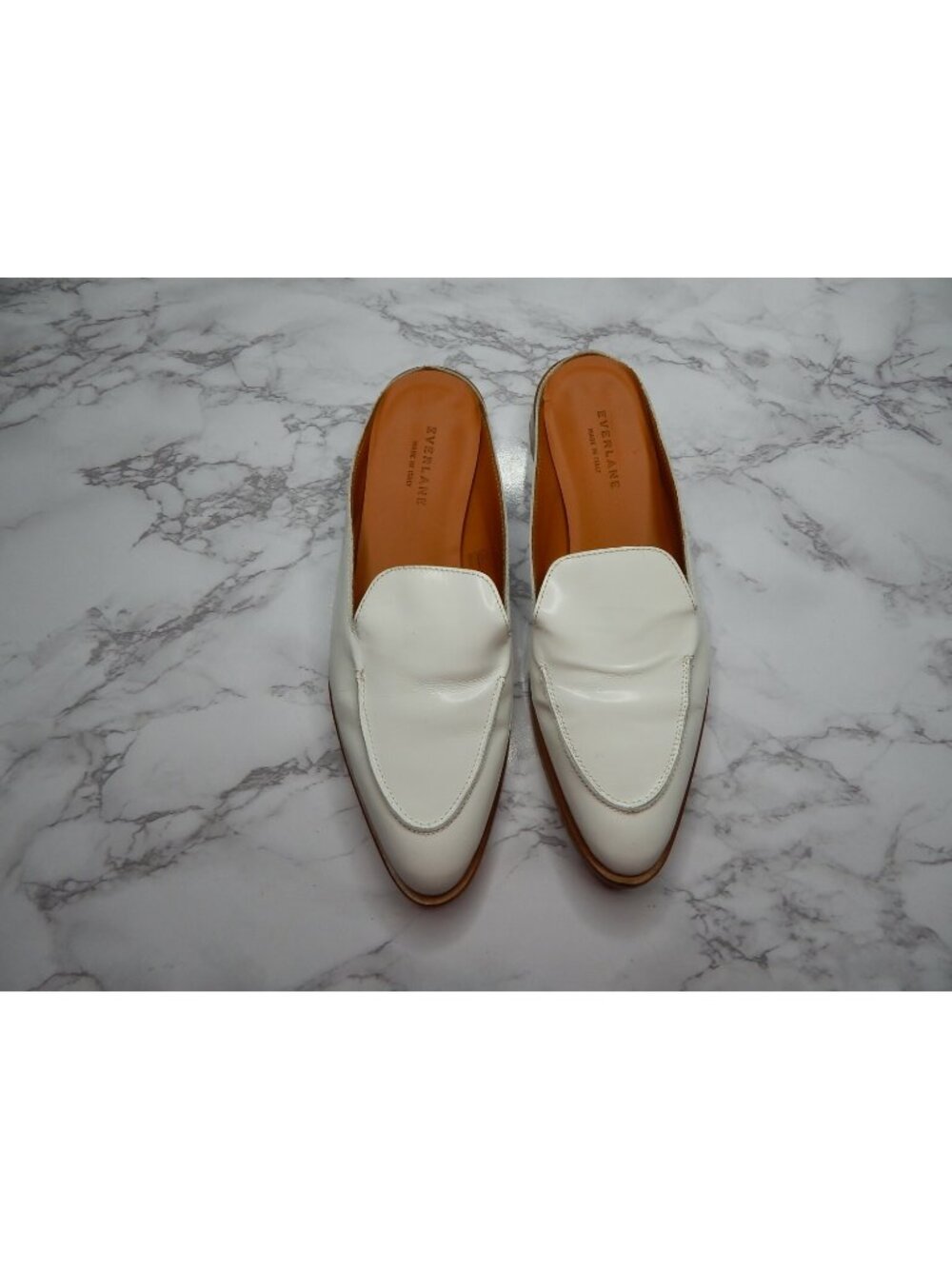 Everlane Womens The Modern Loafer Mule White Sz 10.5